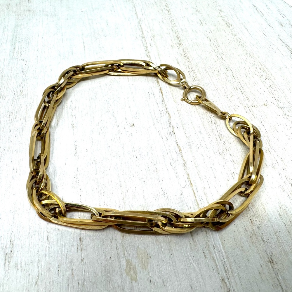 Solid 18k Yellow Gold Interlocking Bracelet, 11.8g - image 3